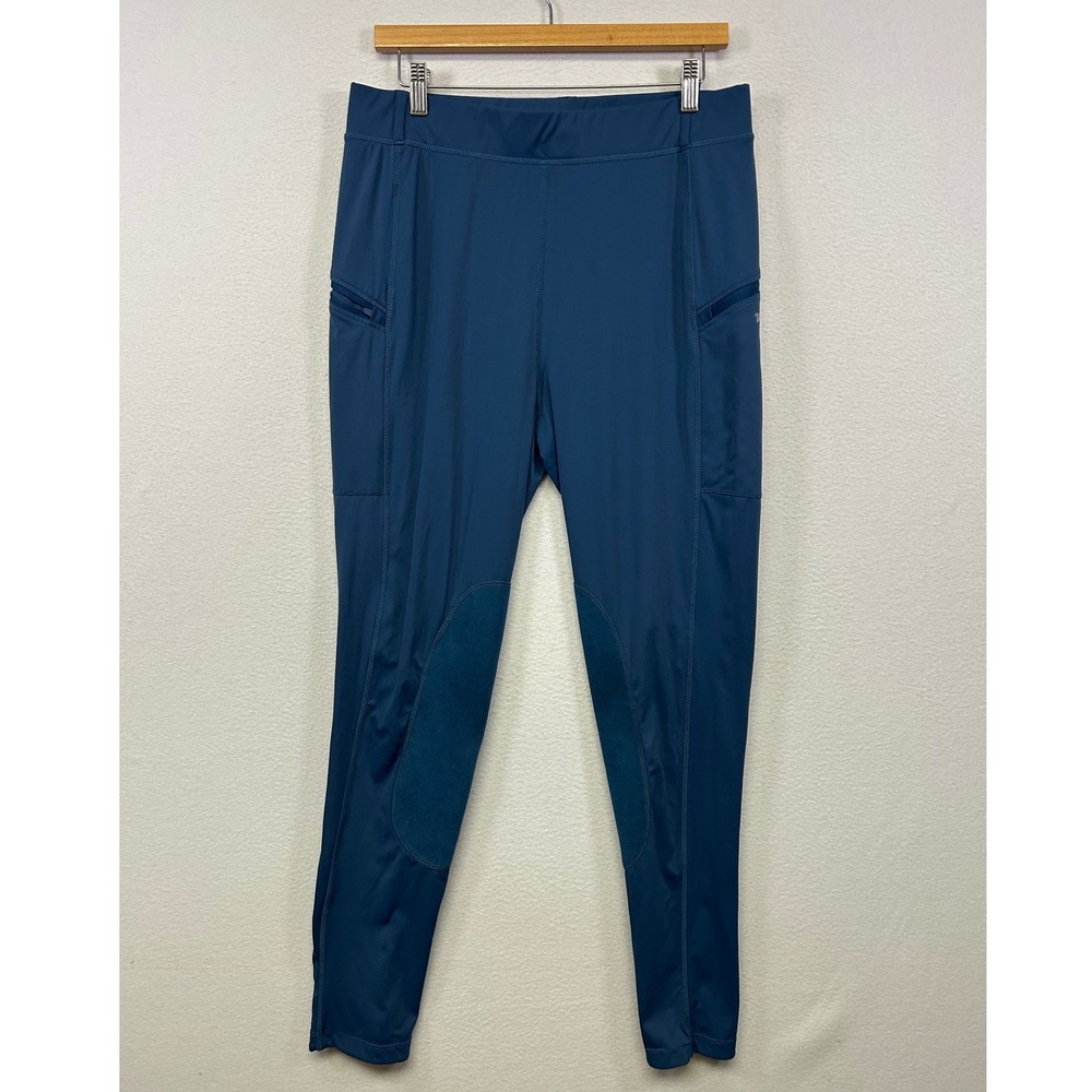 Equestrian Willit Womens XL Blue Knee Patch Riding Tights Leggings